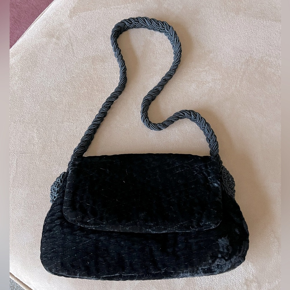 Vintage Black Velvet Handbag Purse